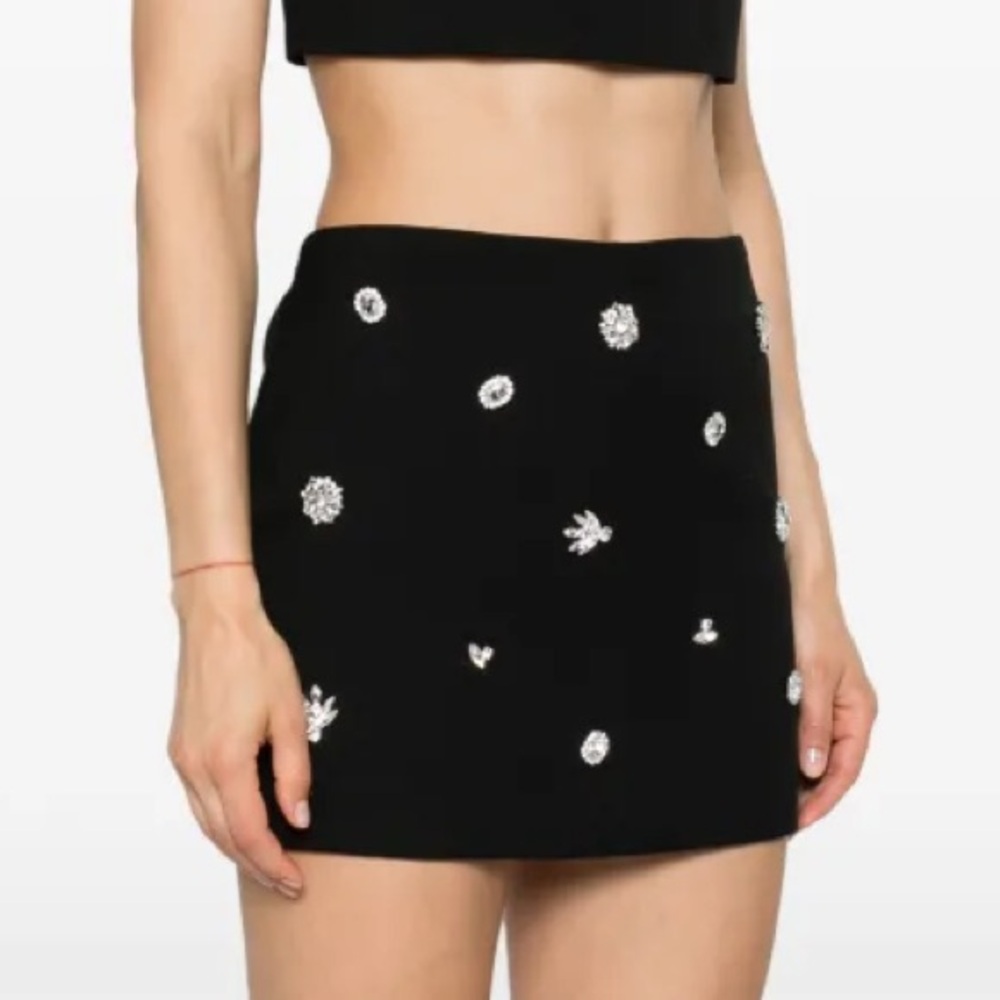 Maje Crystal Embellished Black Skirt